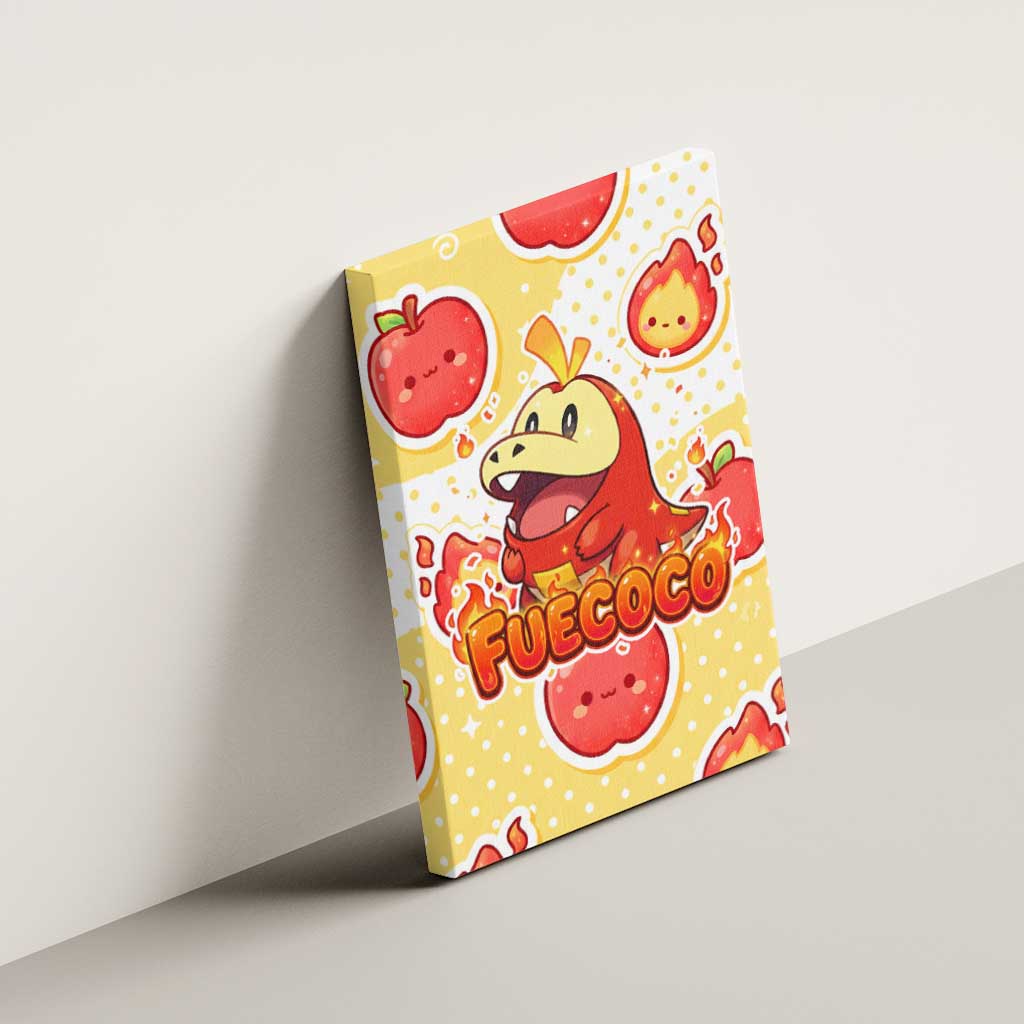 Fuecoco Canvas Wall Art Kawaii Apple Flame Pop Art