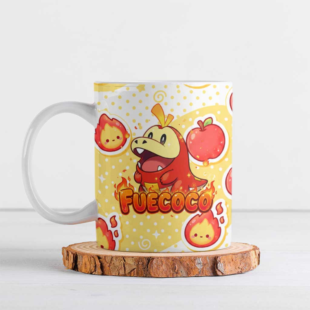 Fuecoco Ceramic Mug Kawaii Apple Flame Pop Art