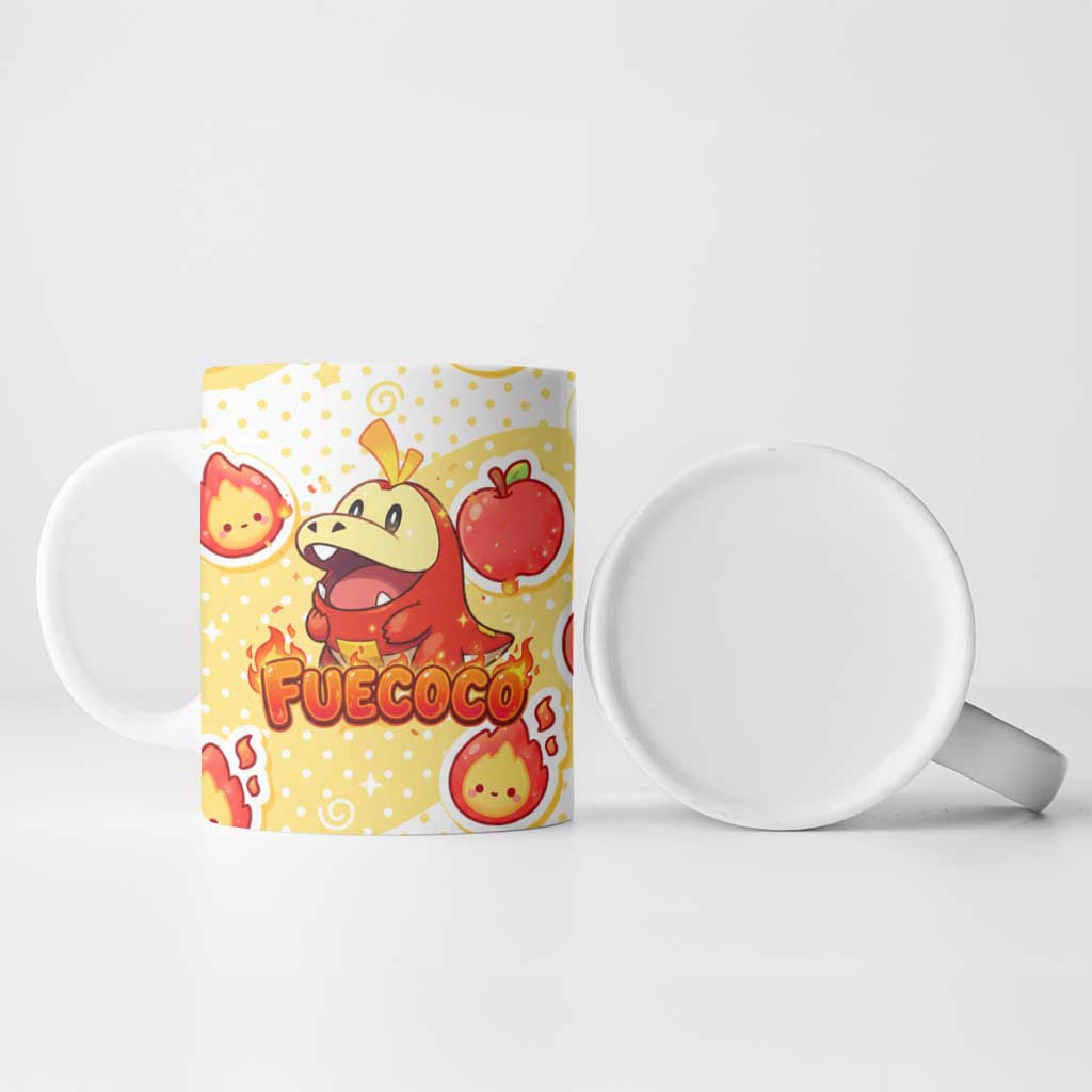 Fuecoco Ceramic Mug Kawaii Apple Flame Pop Art
