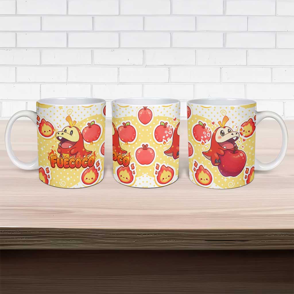 Fuecoco Ceramic Mug Kawaii Apple Flame Pop Art