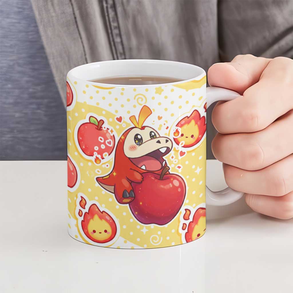 Fuecoco Ceramic Mug Kawaii Apple Flame Pop Art