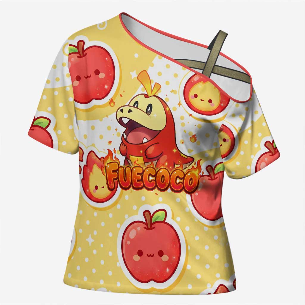 Fuecoco Cross Shoulder Shirt Kawaii Apple Flame Pop Art
