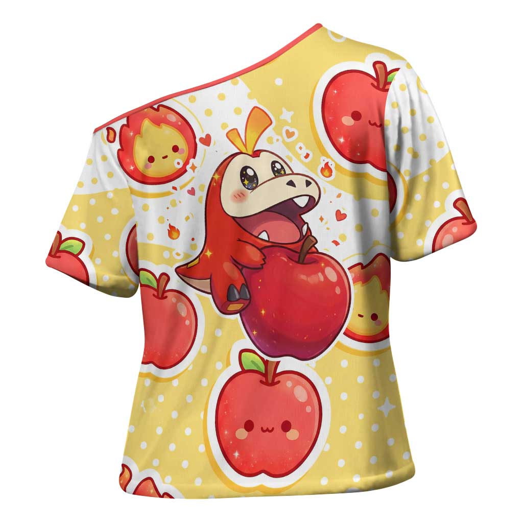 Fuecoco Cross Shoulder Shirt Kawaii Apple Flame Pop Art