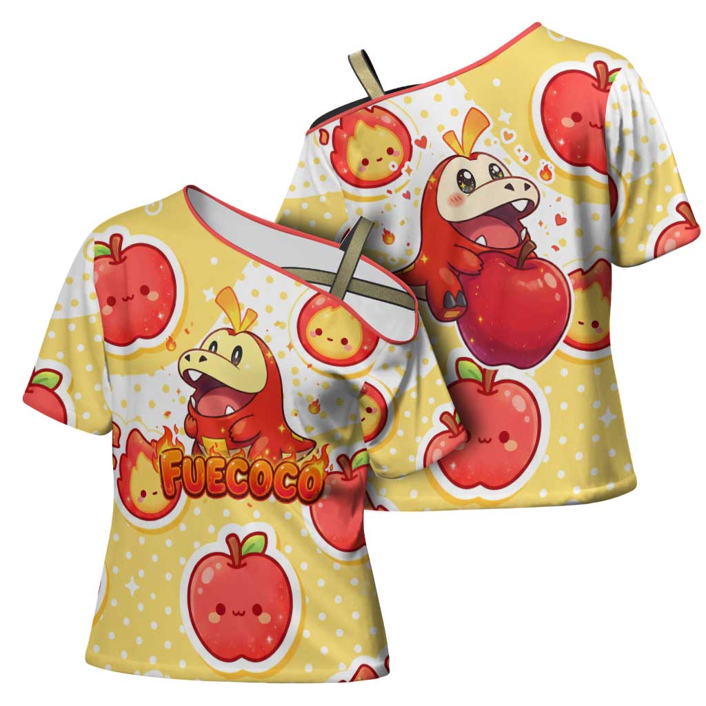 Fuecoco Cross Shoulder Shirt Kawaii Apple Flame Pop Art