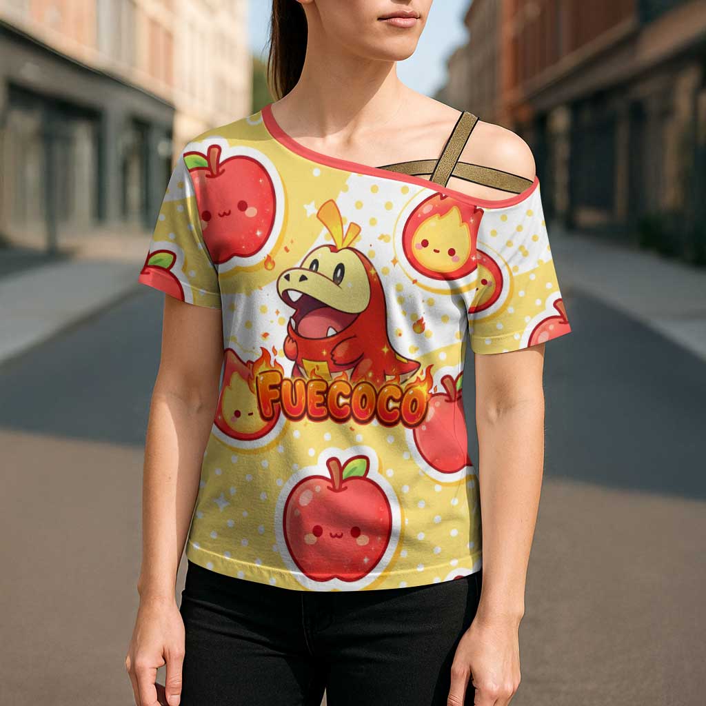 Fuecoco Cross Shoulder Shirt Kawaii Apple Flame Pop Art