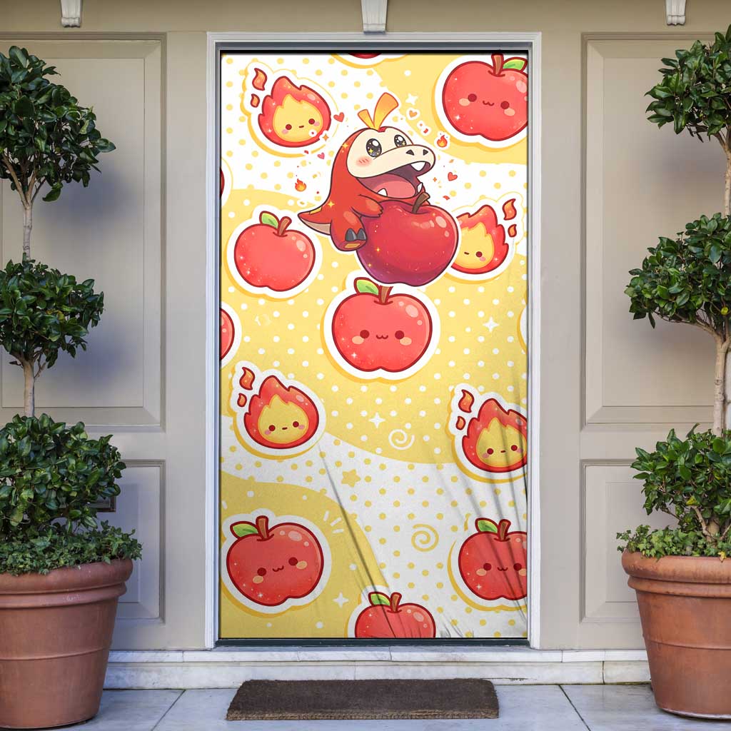 Fuecoco Door Cover Kawaii Apple Flame Pop Art