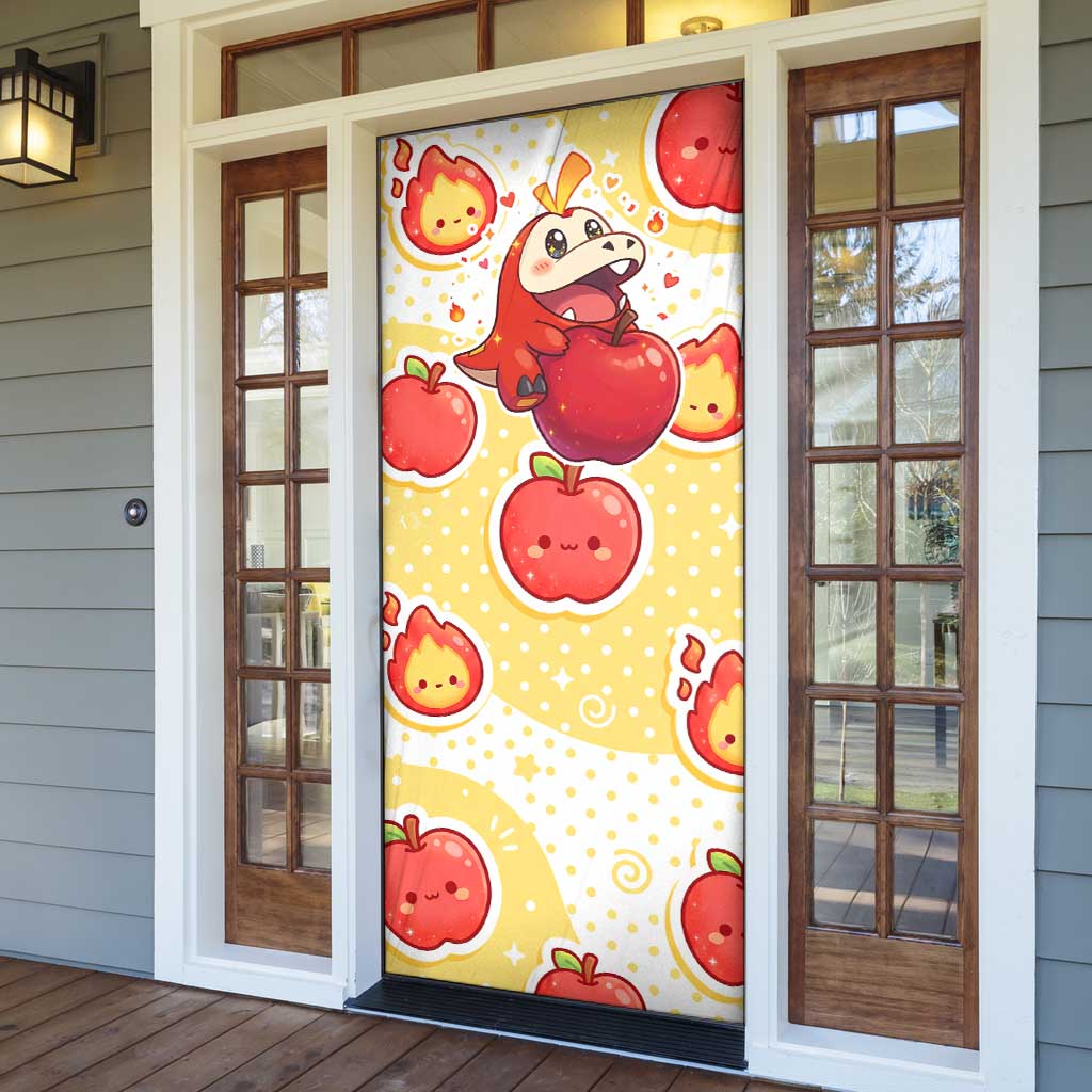 Fuecoco Door Cover Kawaii Apple Flame Pop Art