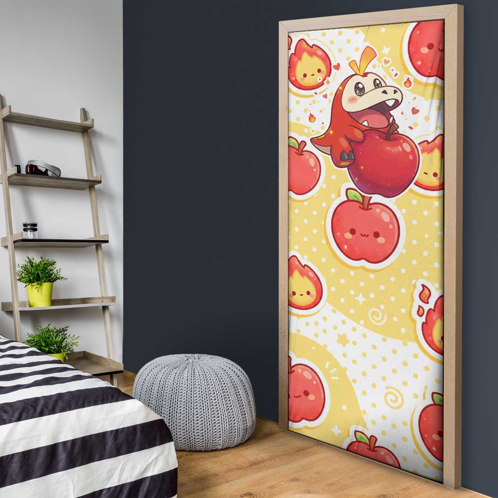 Fuecoco Door Cover Kawaii Apple Flame Pop Art