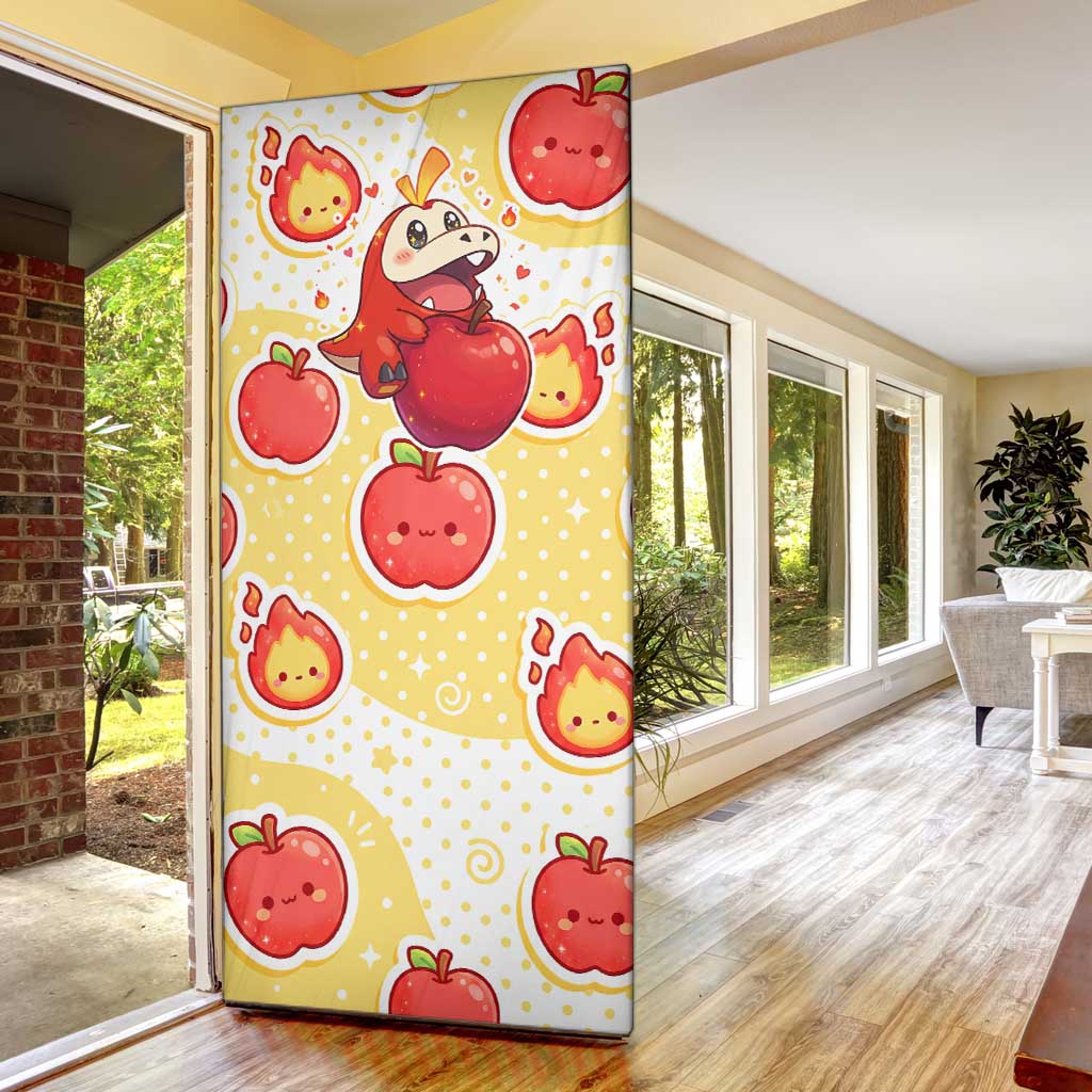 Fuecoco Door Cover Kawaii Apple Flame Pop Art