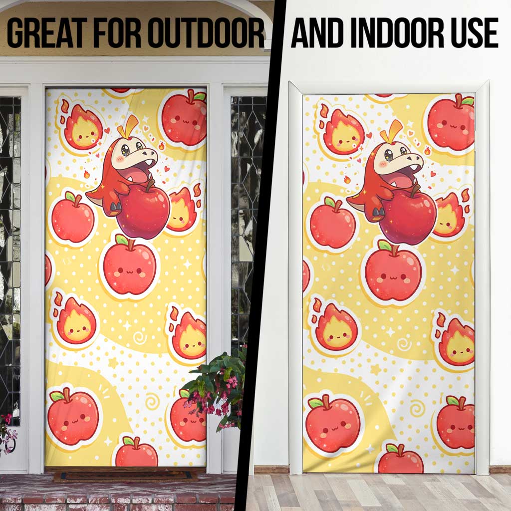 Fuecoco Door Cover Kawaii Apple Flame Pop Art