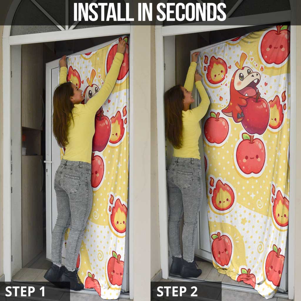 Fuecoco Door Cover Kawaii Apple Flame Pop Art