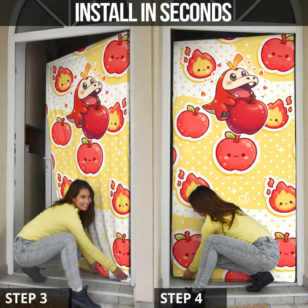 Fuecoco Door Cover Kawaii Apple Flame Pop Art