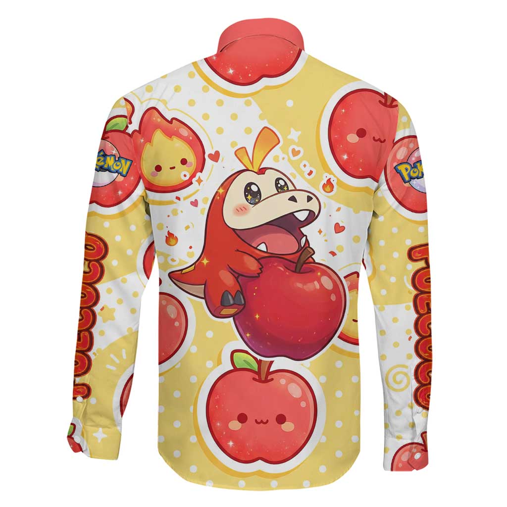 Fuecoco Family Matching Long Sleeve Bodycon Dress and Hawaiian Shirt Kawaii Apple Flame Pop Art