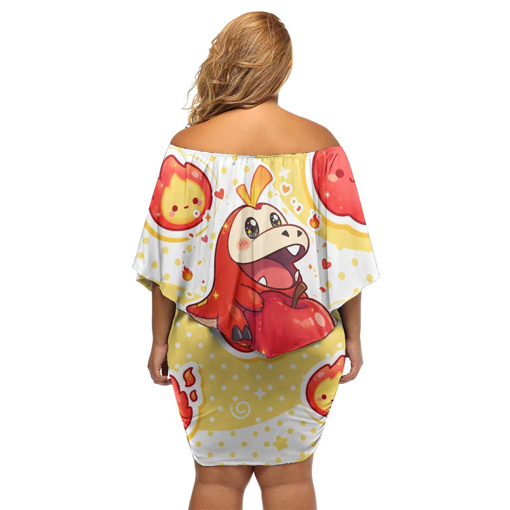 Fuecoco Family Matching Off Shoulder Short Dress and Hawaiian Shirt Kawaii Apple Flame Pop Art