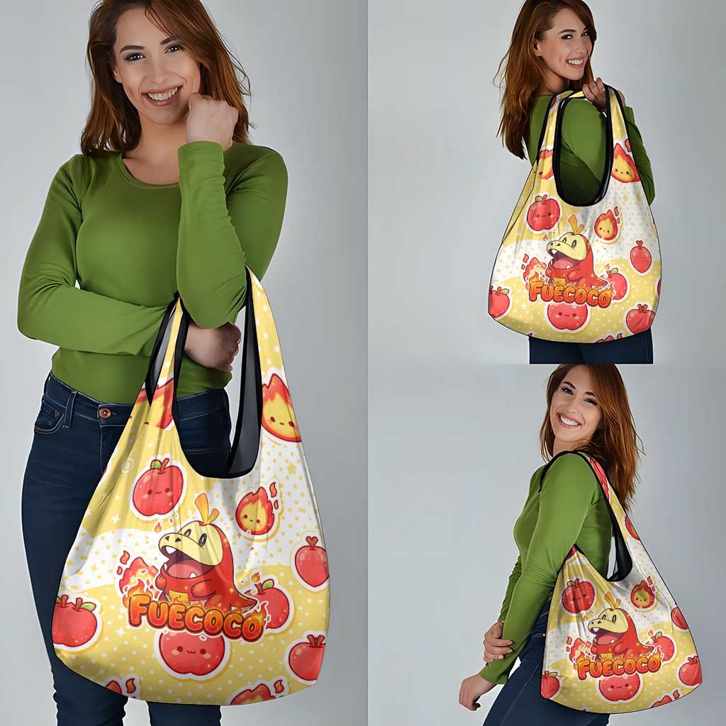 Fuecoco Grocery Bag Kawaii Apple Flame Pop Art