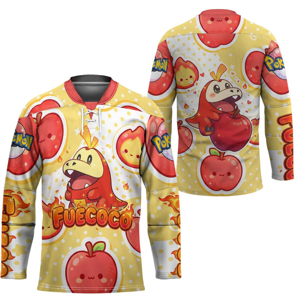 Fuecoco Hockey Jersey Kawaii Apple Flame Pop Art