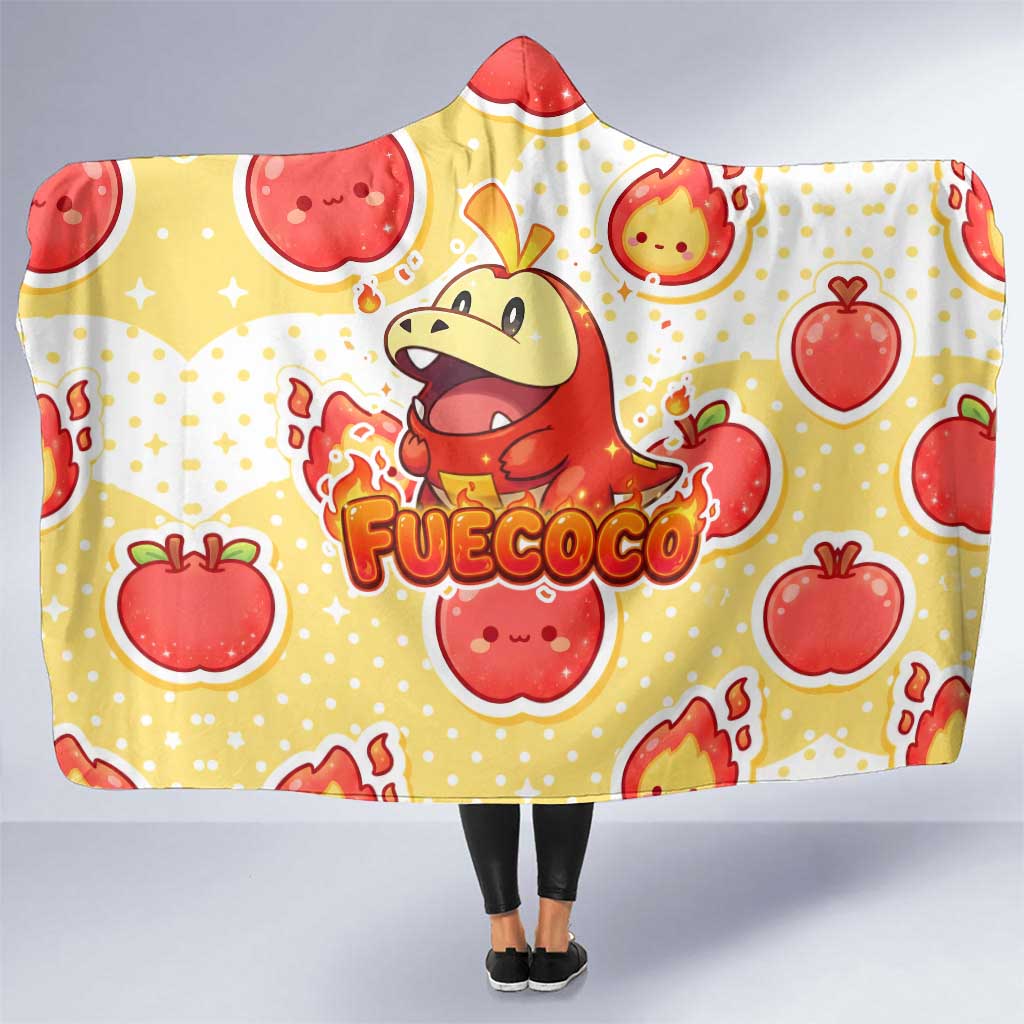 Fuecoco Hooded Blanket Kawaii Apple Flame Pop Art
