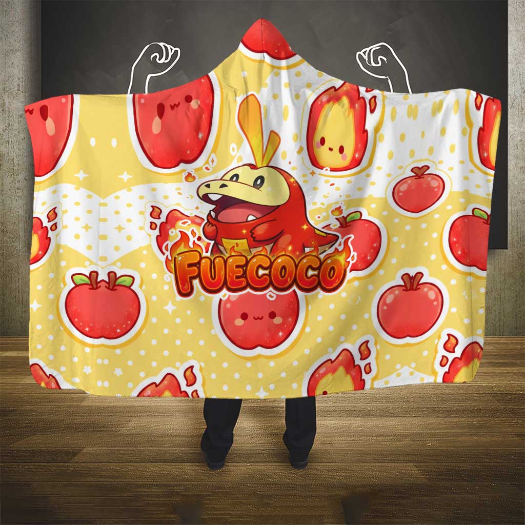 Fuecoco Hooded Blanket Kawaii Apple Flame Pop Art