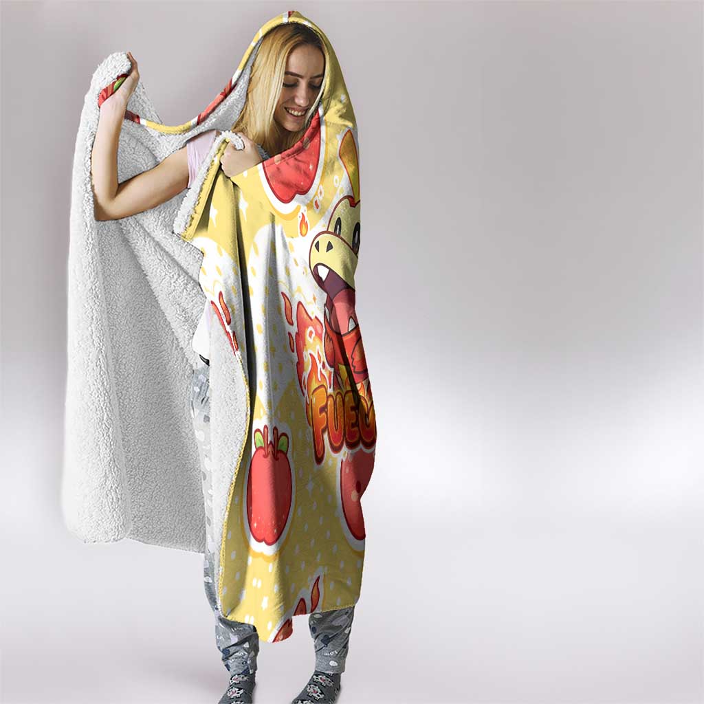 Fuecoco Hooded Blanket Kawaii Apple Flame Pop Art