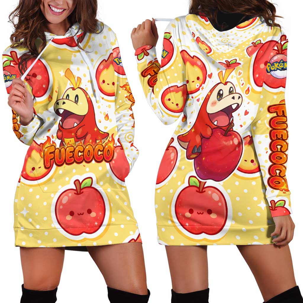 Fuecoco Hoodie Dress Kawaii Apple Flame Pop Art