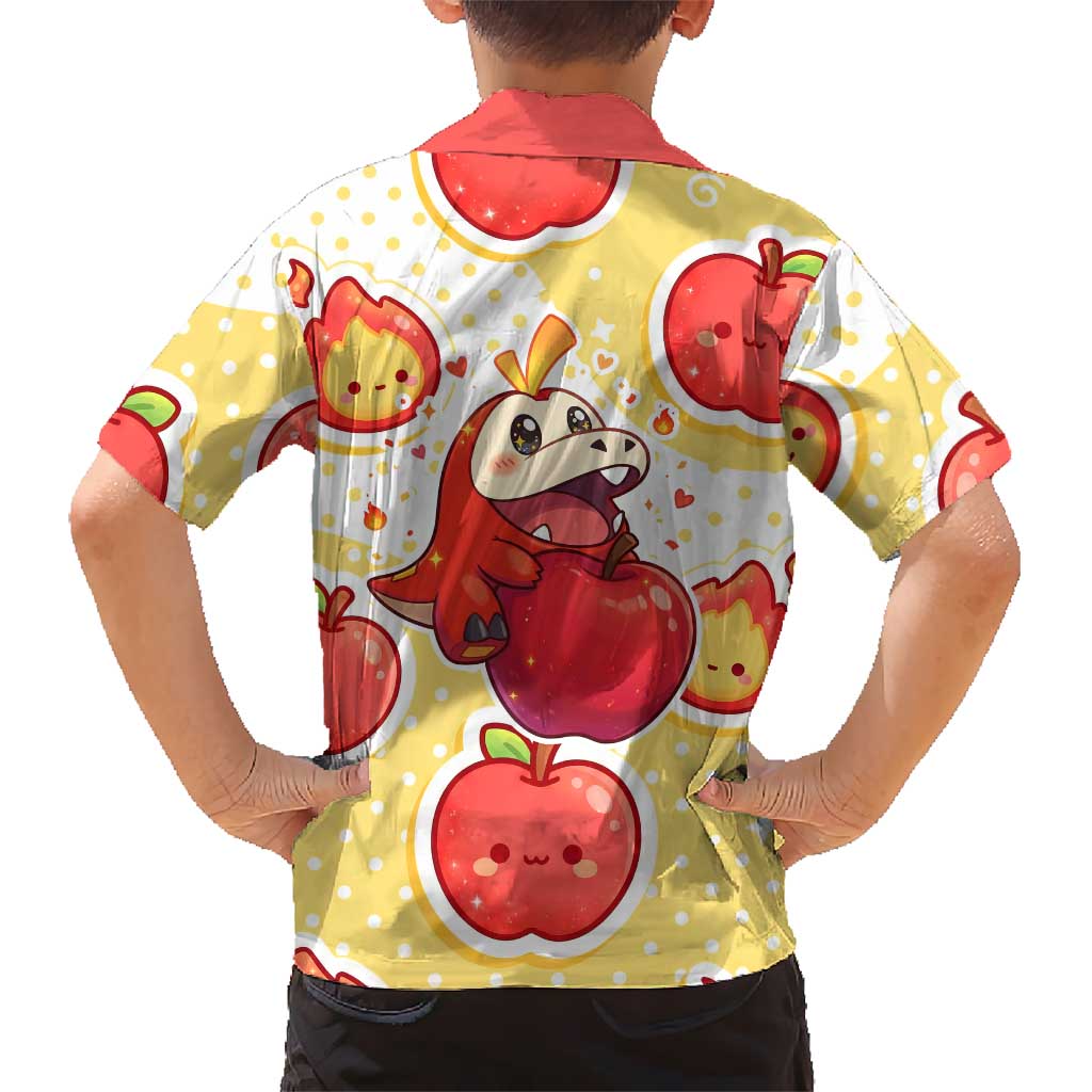 Fuecoco Kid Hawaiian Shirt Kawaii Apple Flame Pop Art