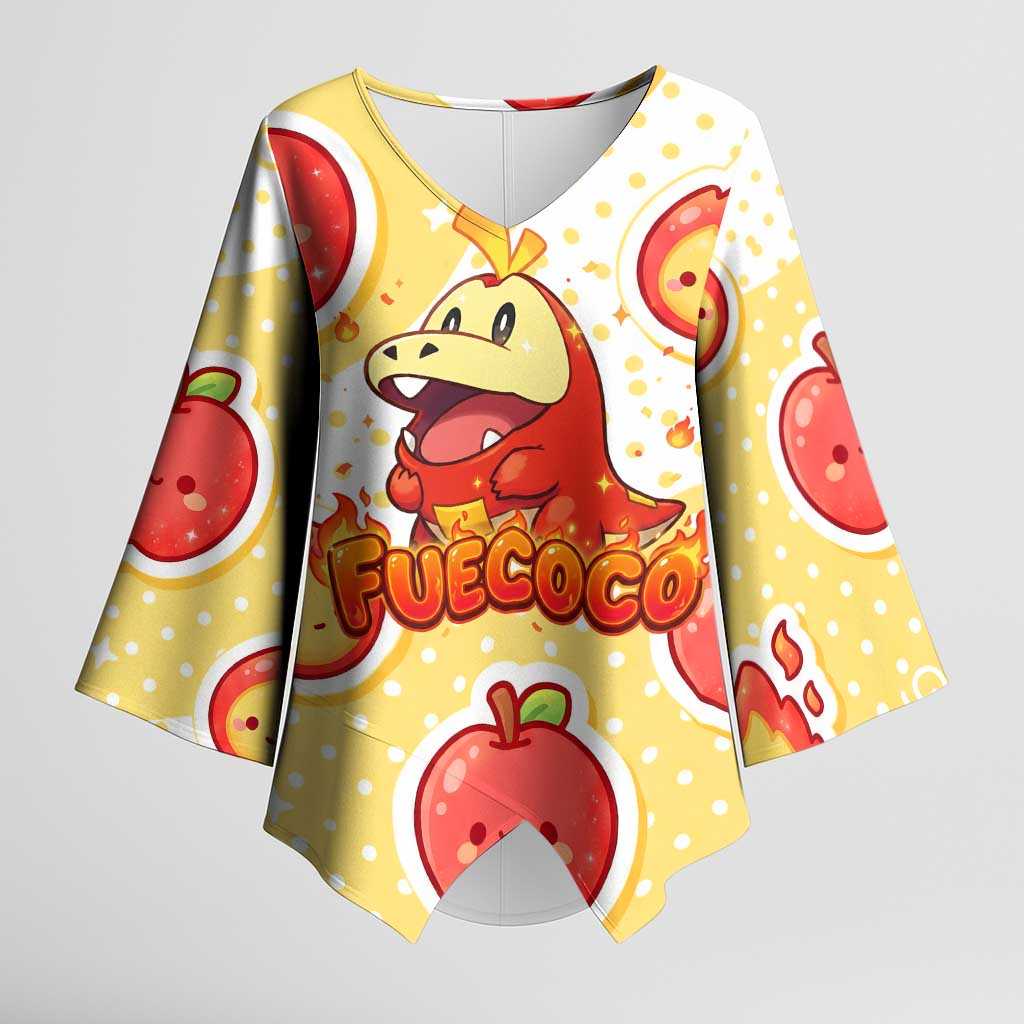 Fuecoco Kimono Sleeve Blouse Kawaii Apple Flame Pop Art