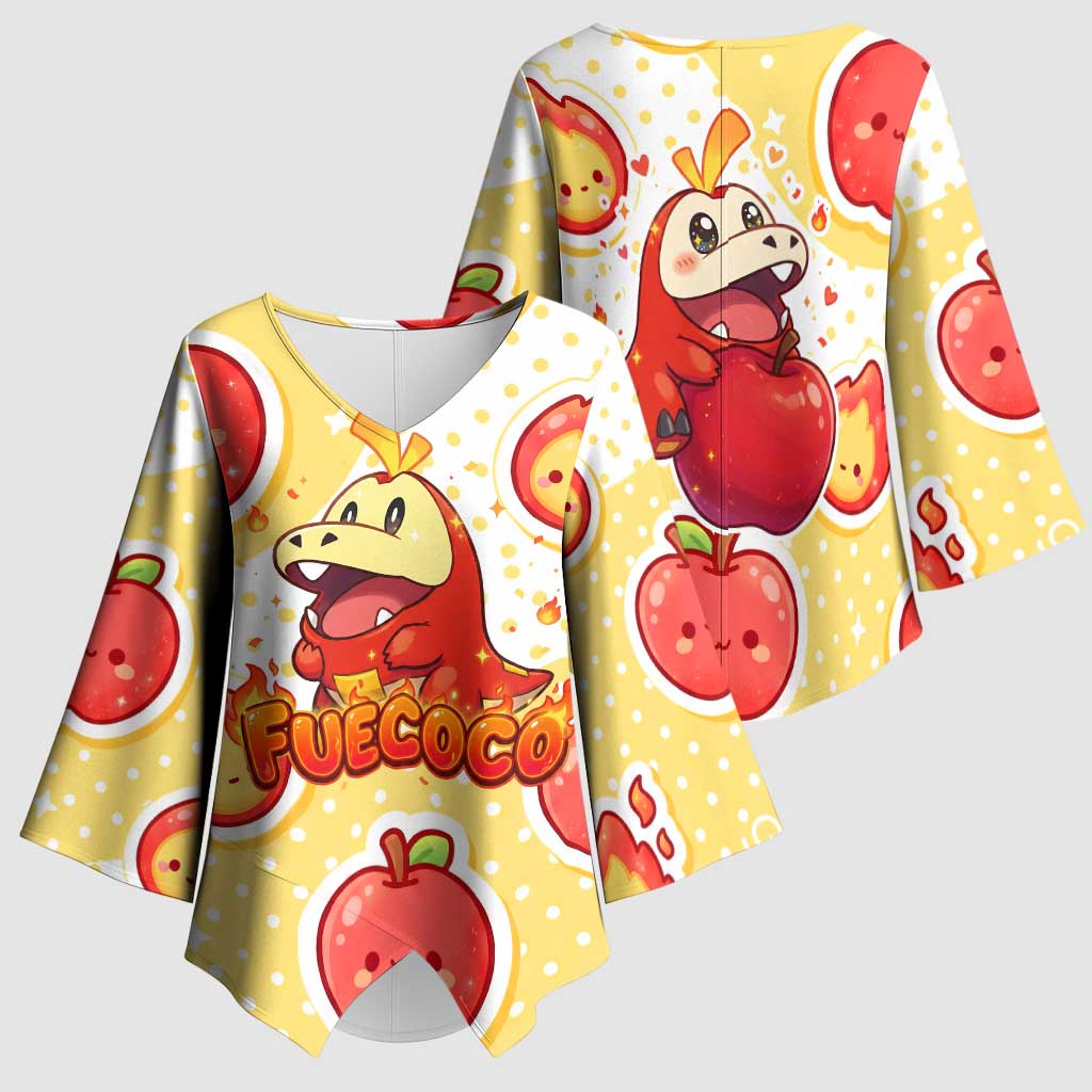 Fuecoco Kimono Sleeve Blouse Kawaii Apple Flame Pop Art