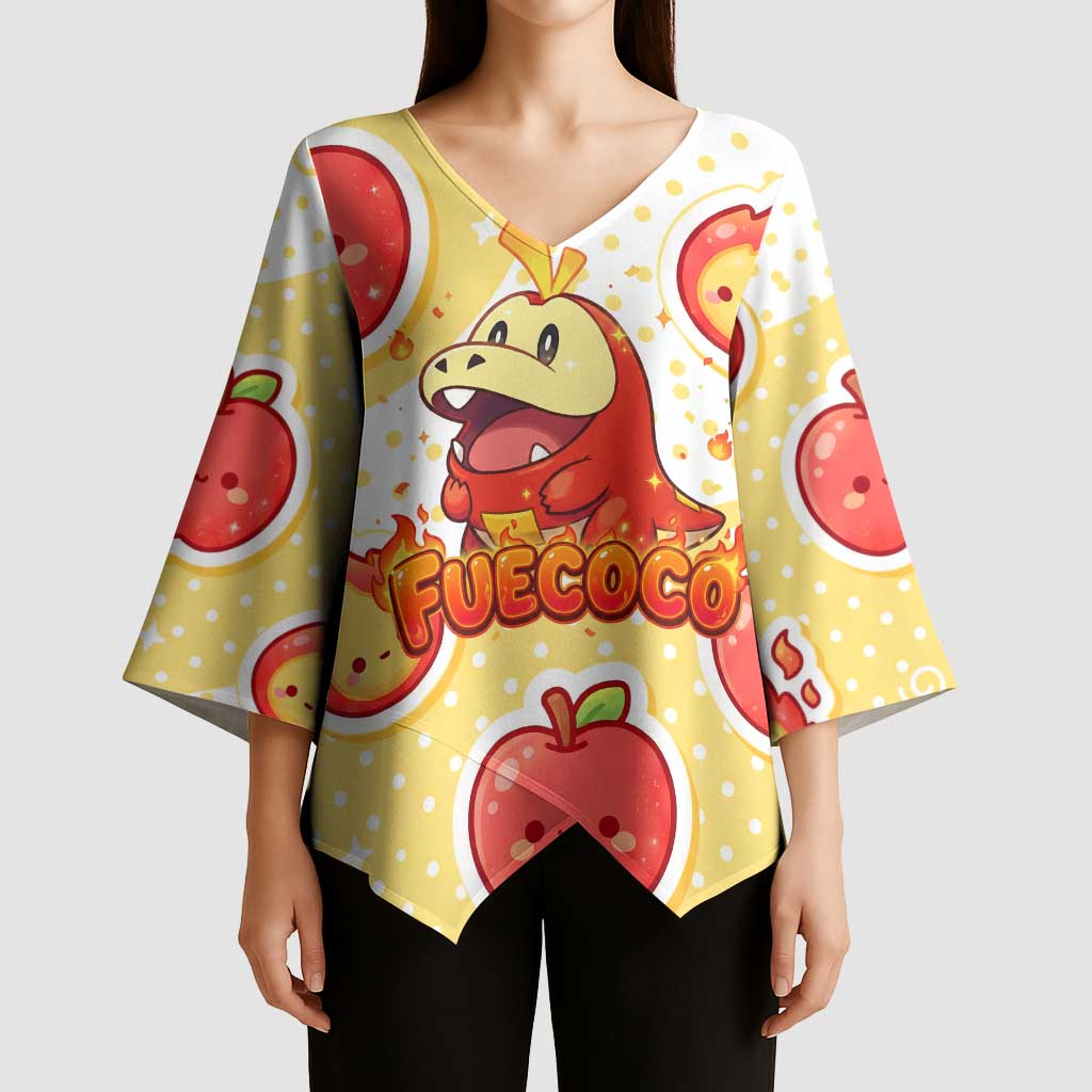 Fuecoco Kimono Sleeve Blouse Kawaii Apple Flame Pop Art