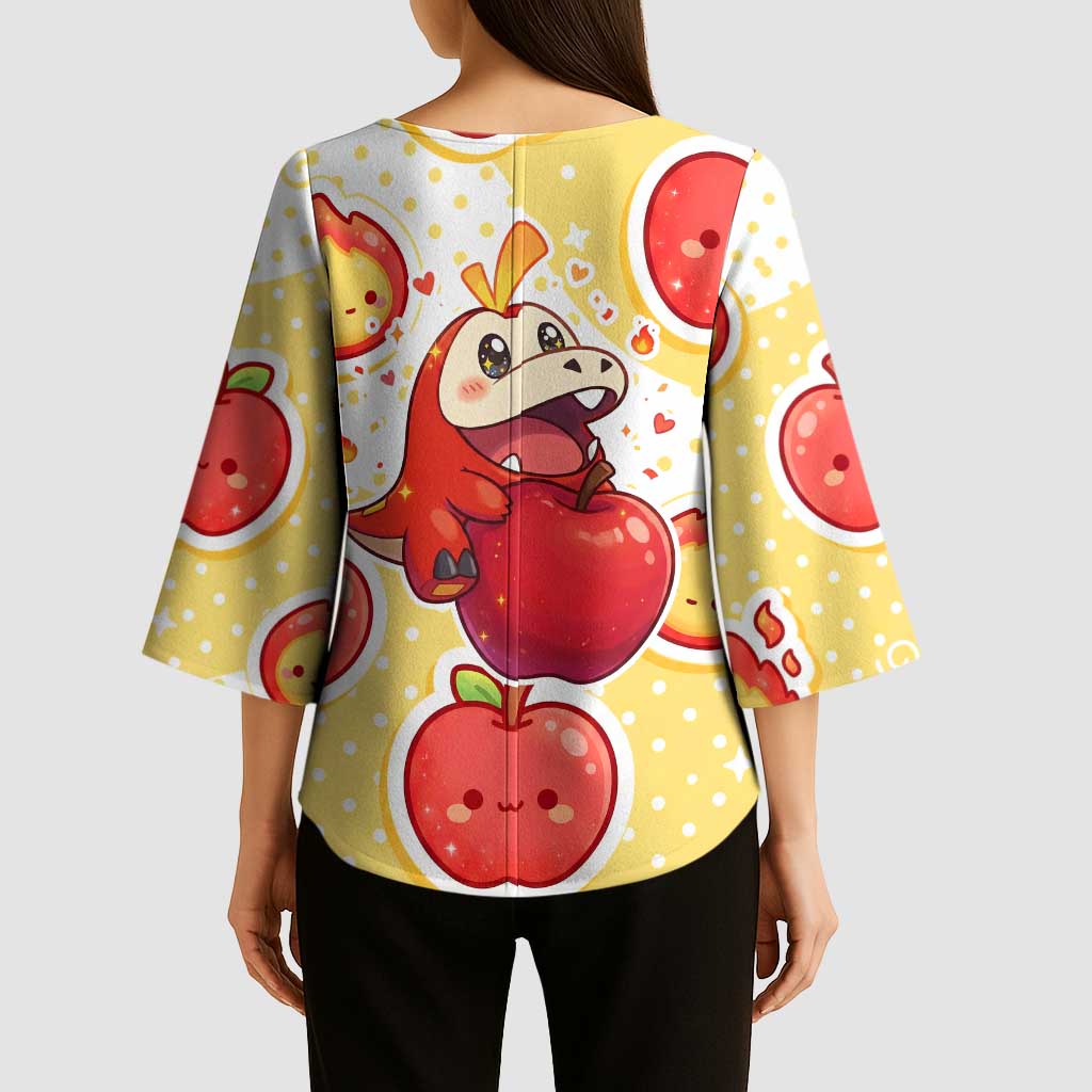 Fuecoco Kimono Sleeve Blouse Kawaii Apple Flame Pop Art