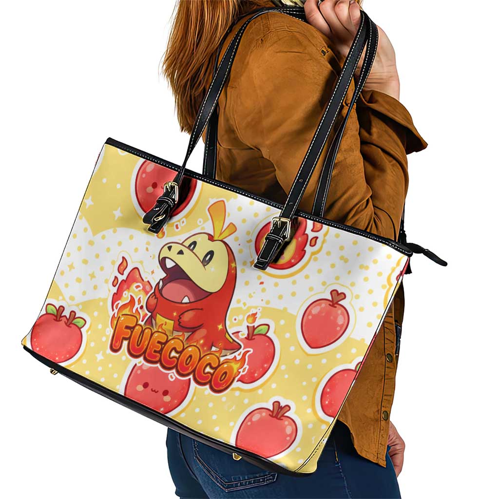 Fuecoco Leather Tote Bag Kawaii Apple Flame Pop Art