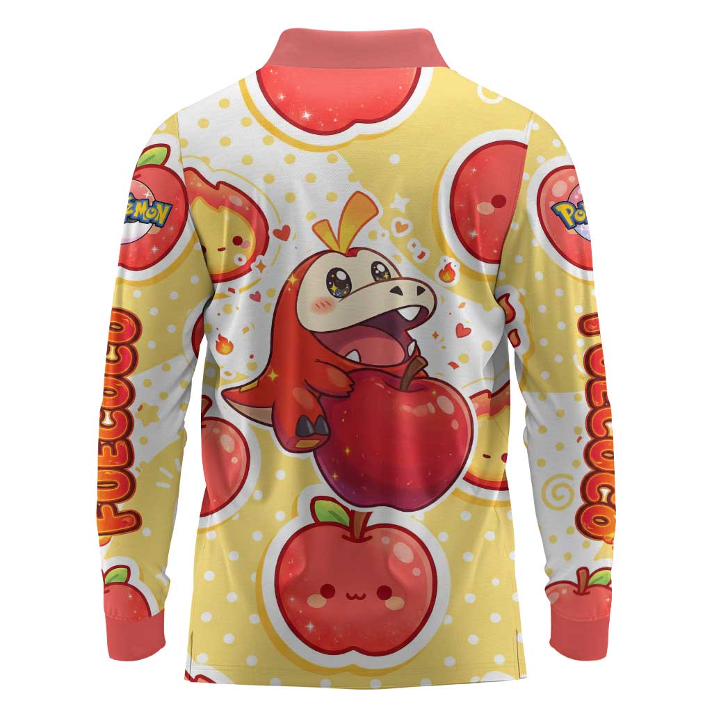 Fuecoco Long Sleeve Polo Shirt Kawaii Apple Flame Pop Art