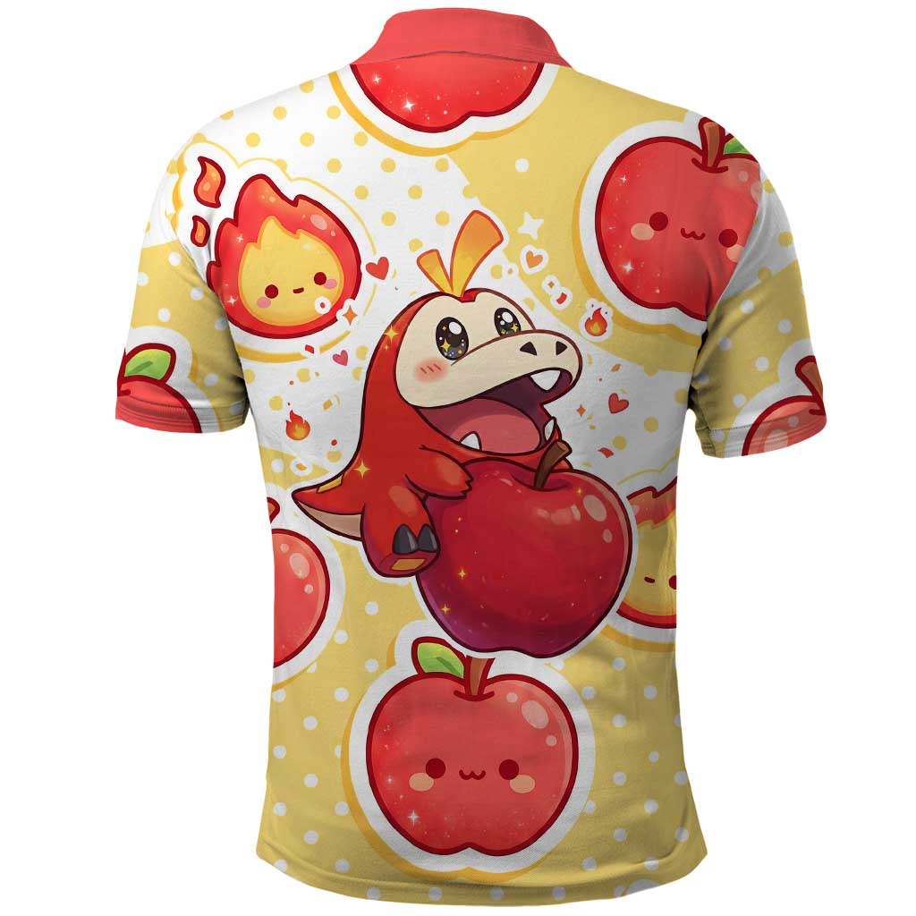 Fuecoco Polo Shirt Kawaii Apple Flame Pop Art
