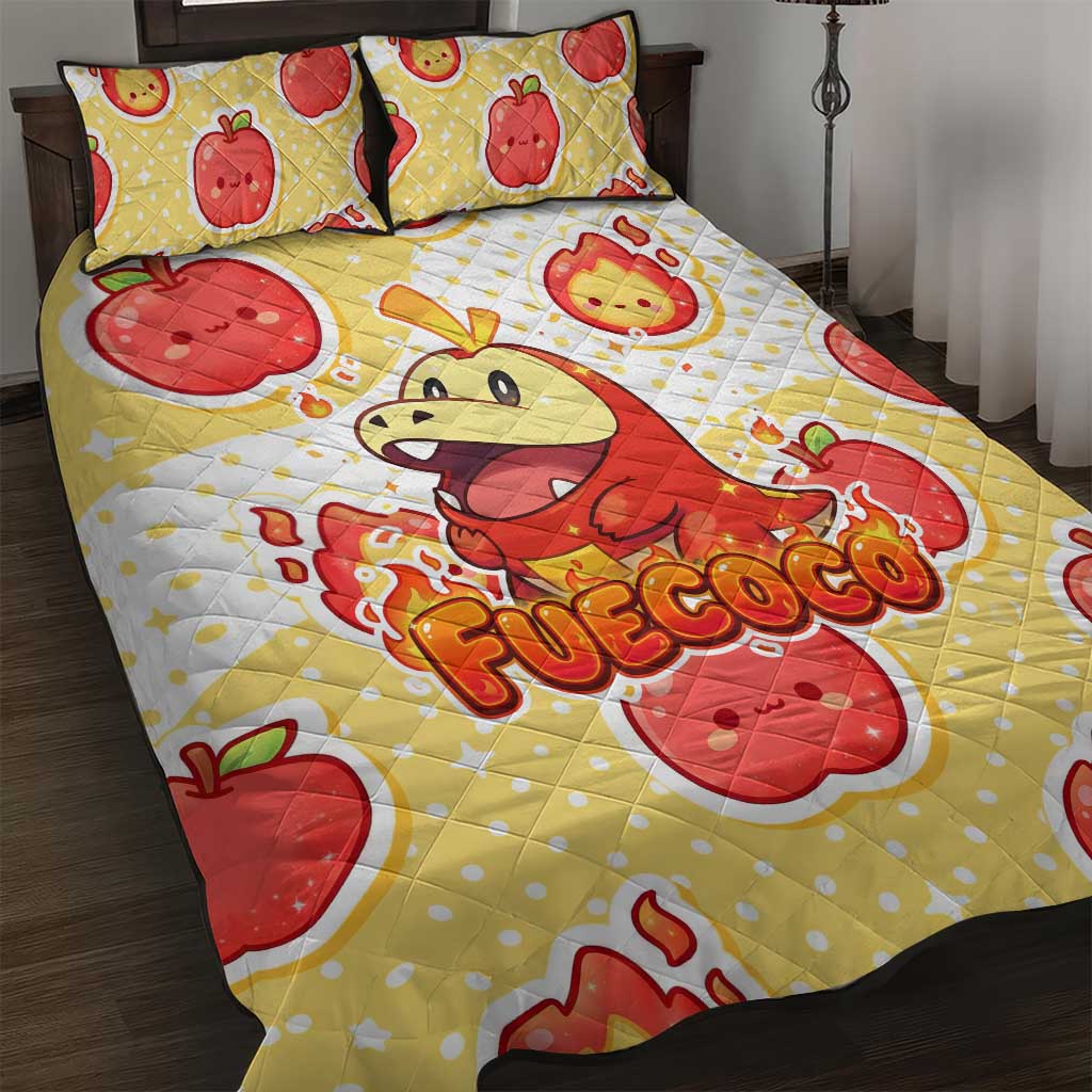 Fuecoco Quilt Bed Set Kawaii Apple Flame Pop Art