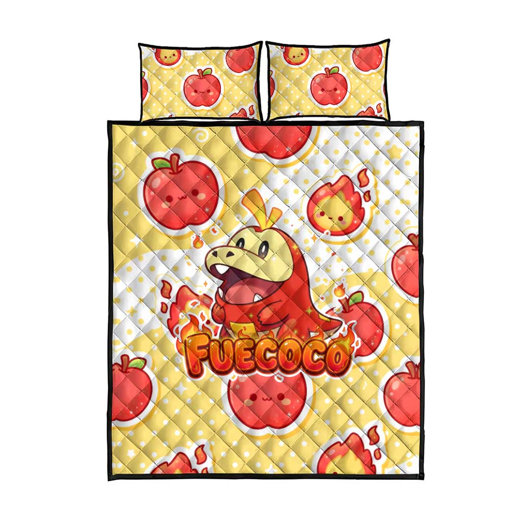 Fuecoco Quilt Bed Set Kawaii Apple Flame Pop Art