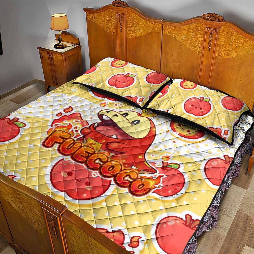 Fuecoco Quilt Bed Set Kawaii Apple Flame Pop Art