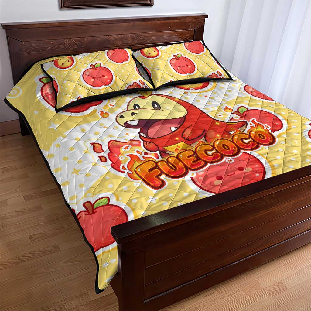 Fuecoco Quilt Bed Set Kawaii Apple Flame Pop Art