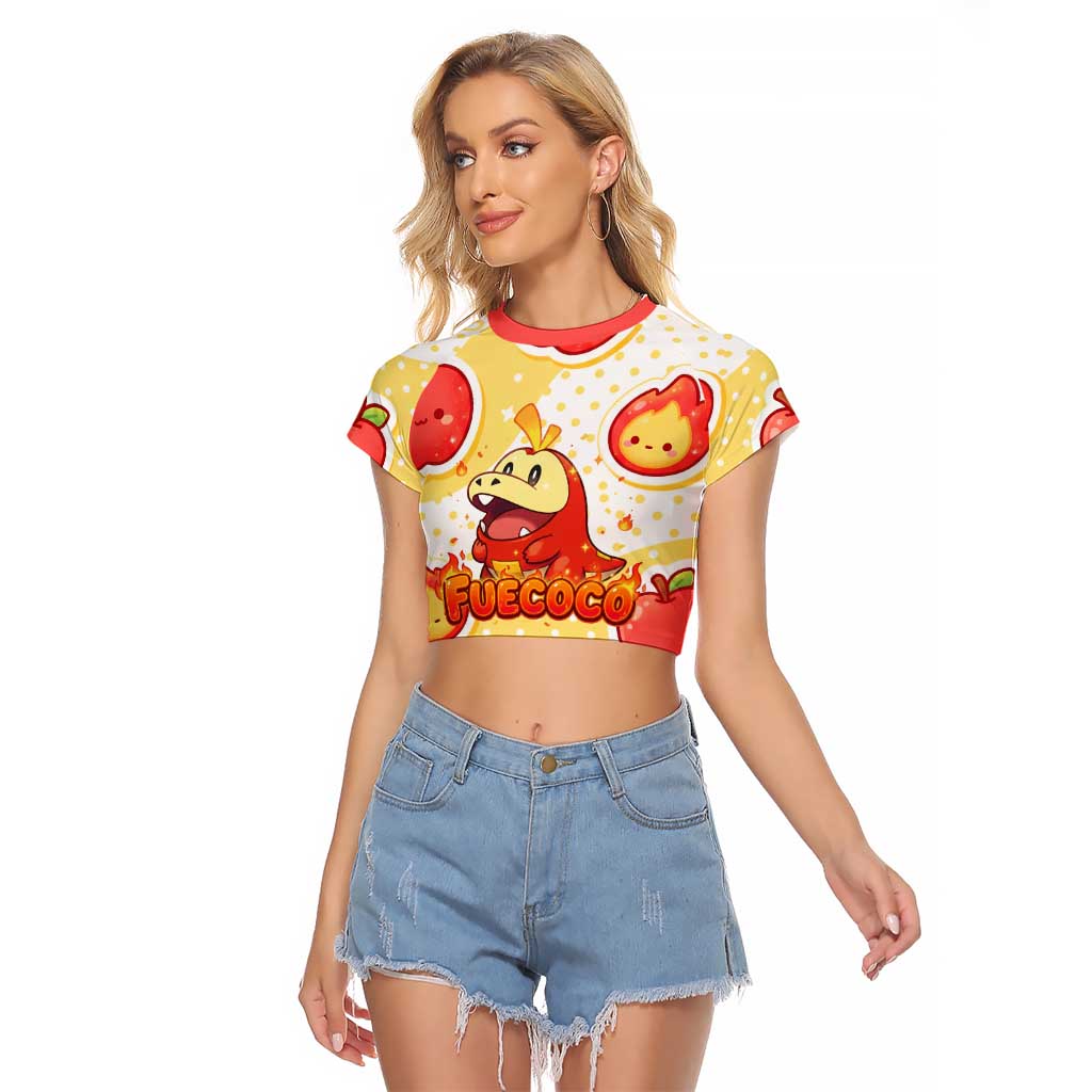 Fuecoco Raglan Cropped T Shirt Kawaii Apple Flame Pop Art