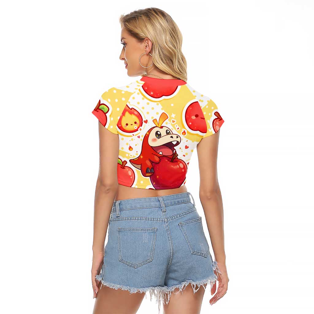 Fuecoco Raglan Cropped T Shirt Kawaii Apple Flame Pop Art