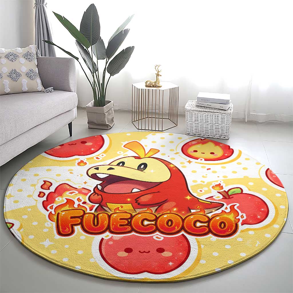 Fuecoco Round Carpet Kawaii Apple Flame Pop Art
