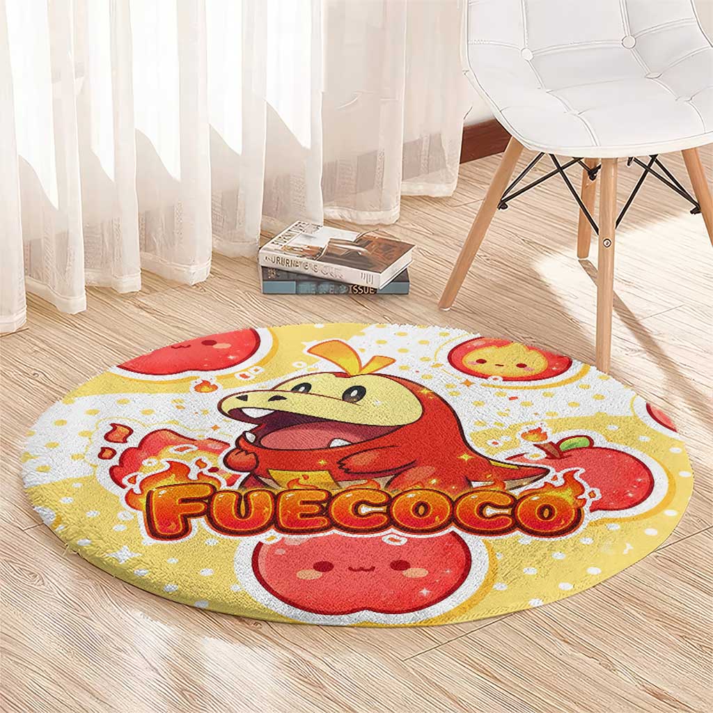 Fuecoco Round Carpet Kawaii Apple Flame Pop Art