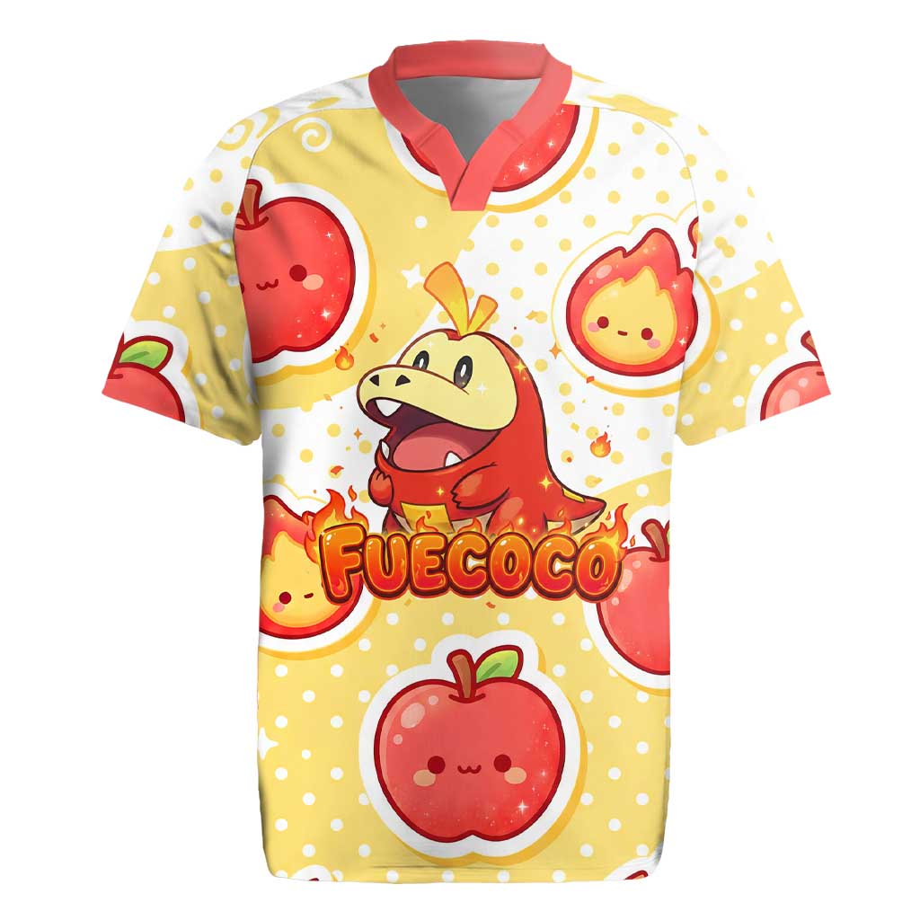 Fuecoco Rugby Jersey Kawaii Apple Flame Pop Art
