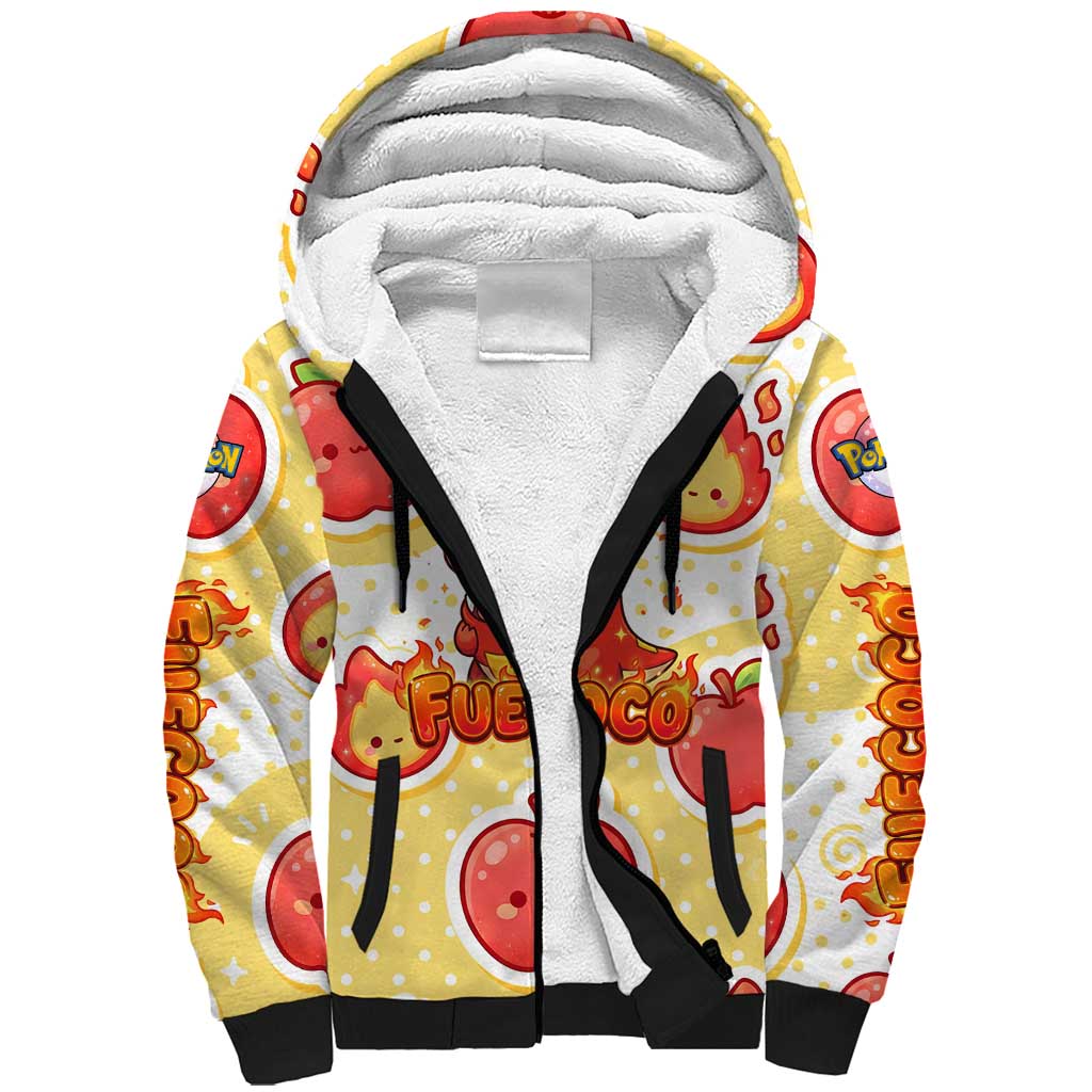 Fuecoco Sherpa Hoodie Kawaii Apple Flame Pop Art