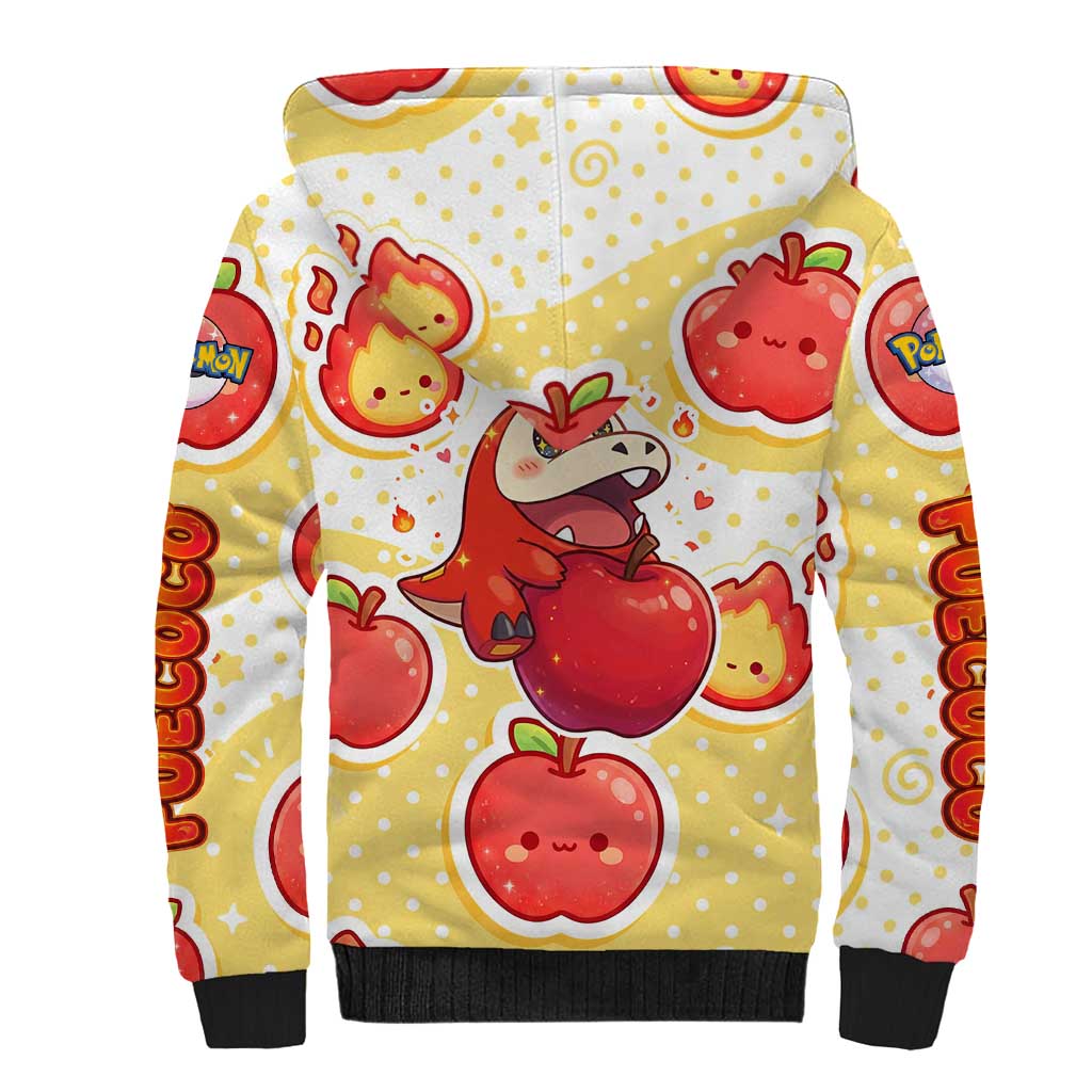 Fuecoco Sherpa Hoodie Kawaii Apple Flame Pop Art