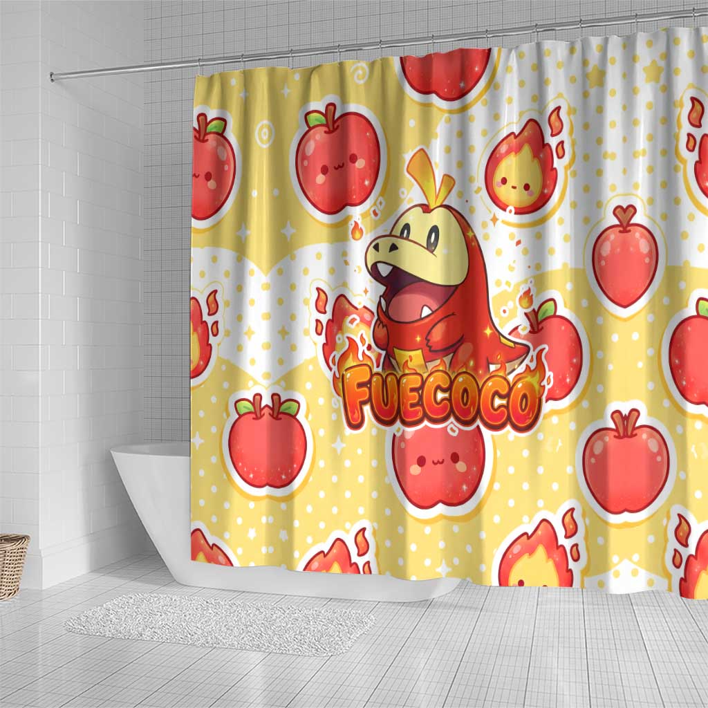 Fuecoco Shower Curtain Kawaii Apple Flame Pop Art