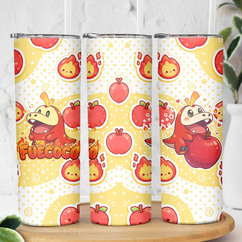 Fuecoco Skinny Tumbler Kawaii Apple Flame Pop Art