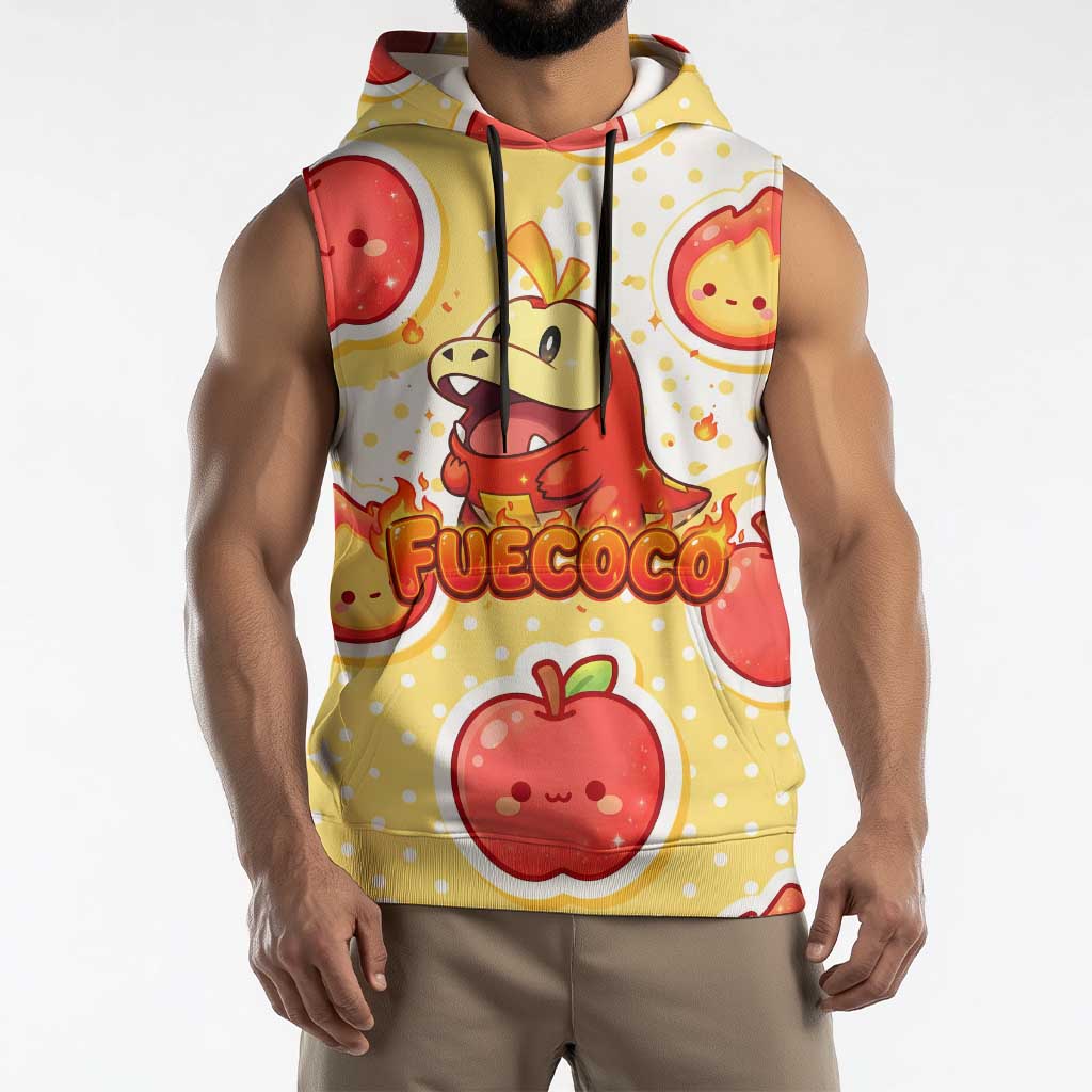 Fuecoco Sleeveless Hoodie Kawaii Apple Flame Pop Art