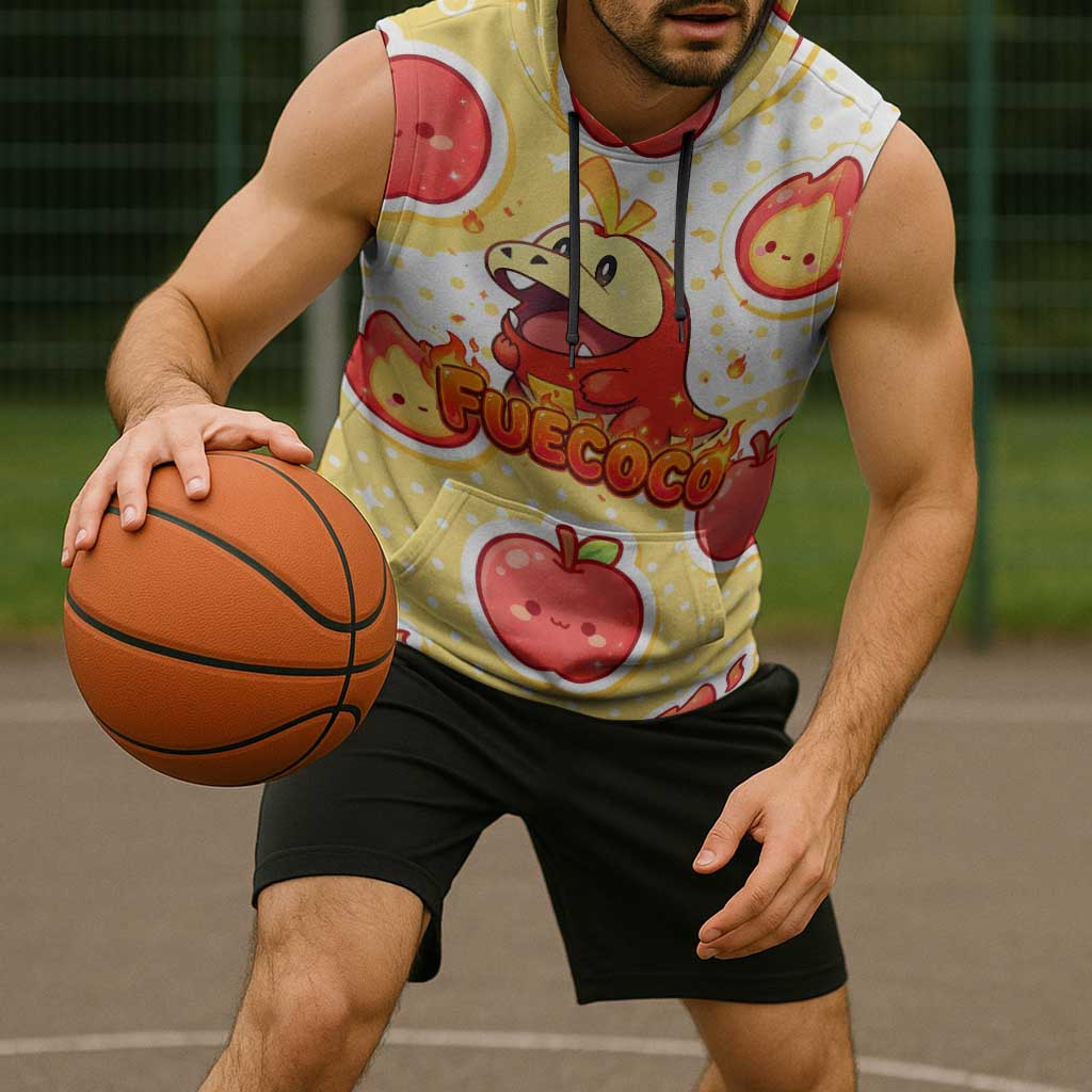 Fuecoco Sleeveless Hoodie Kawaii Apple Flame Pop Art