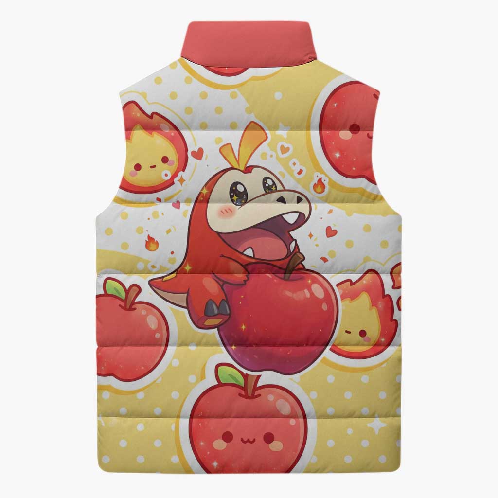 Fuecoco Sleeveless Puffer Jacket Kawaii Apple Flame Pop Art