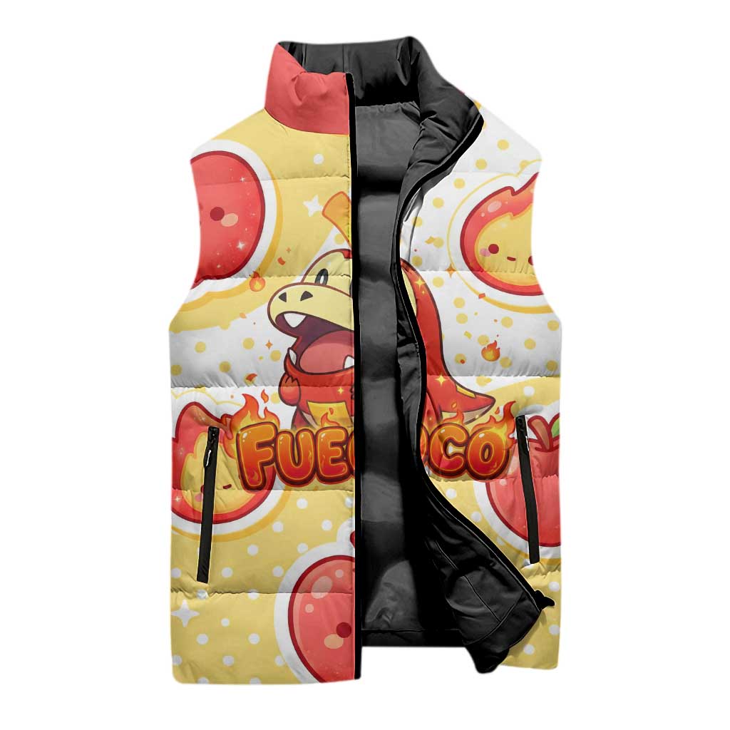 Fuecoco Sleeveless Puffer Jacket Kawaii Apple Flame Pop Art