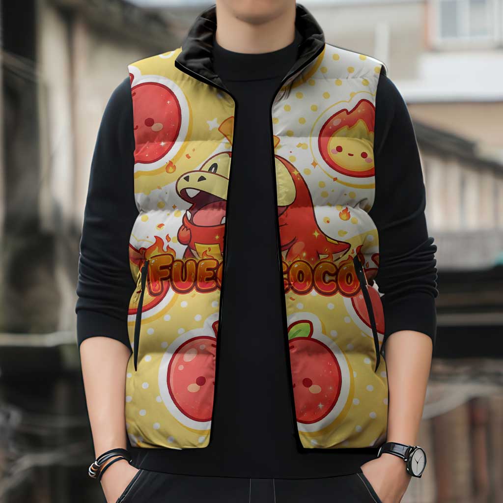 Fuecoco Sleeveless Puffer Jacket Kawaii Apple Flame Pop Art